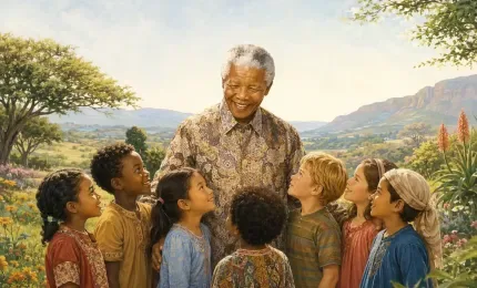 Nelson Mandela Smiling With Children From Around the World