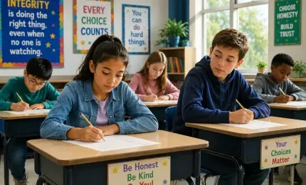 Student choosing honesty during a classroom test