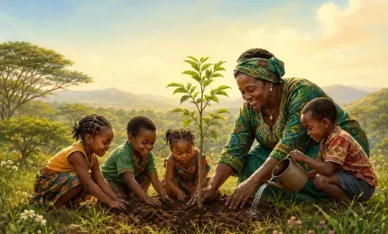 Wangari Maathai Planting a Tree With Children