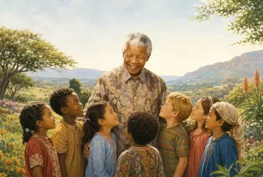 Nelson Mandela Smiling With Children From Around the World