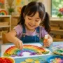 Child Making a Rainbow Nature Collage