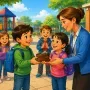 Children returning a lost wallet at school