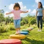 Happy preschool child taking brave little steps