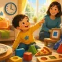 Happy preschool shape explorer discovering everyday shapes