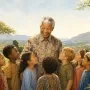 Nelson Mandela Smiling With Children From Around the World
