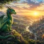Young Dragon Looking Across a Quiet Kingdom