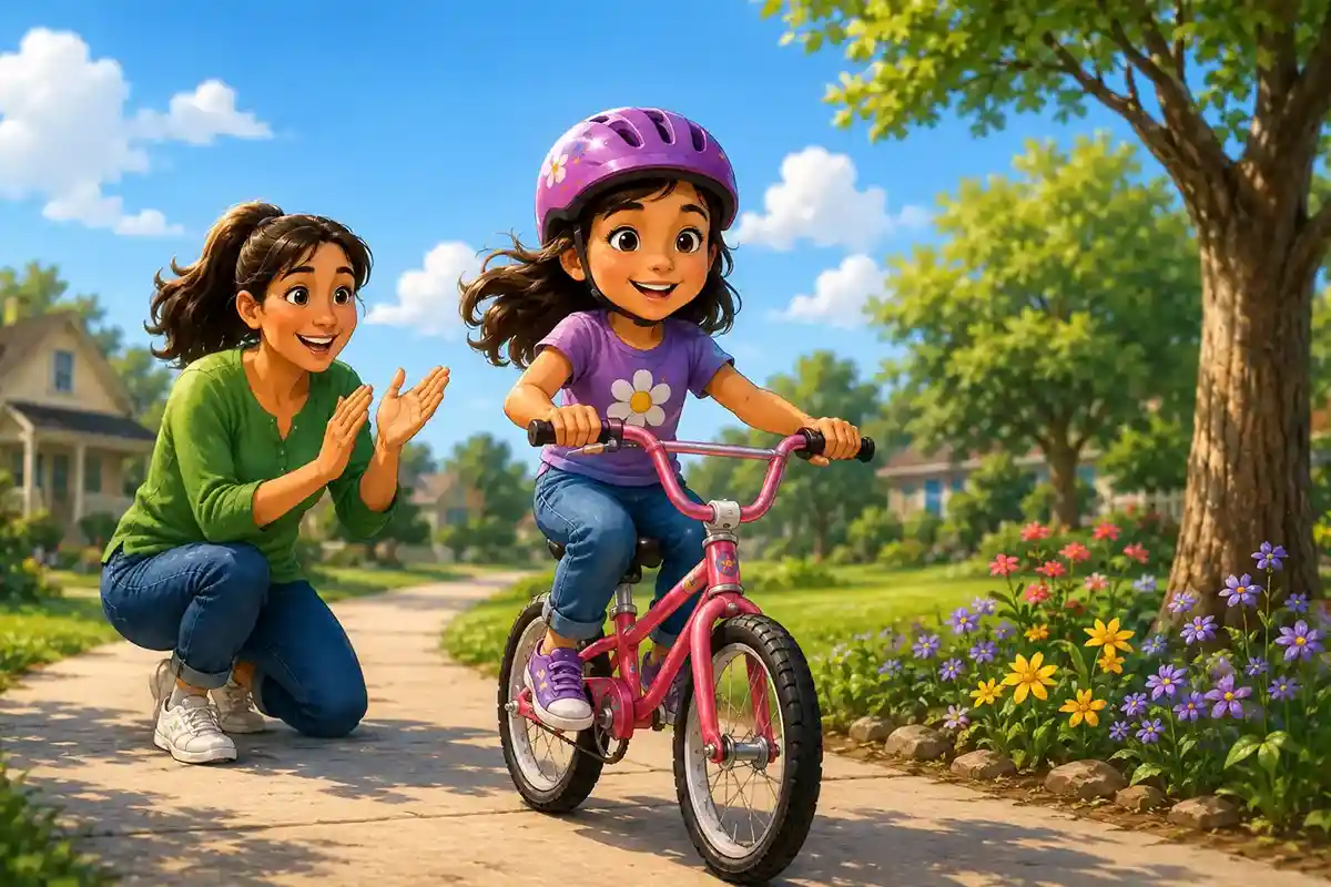 Brave to ride bike without training wheel