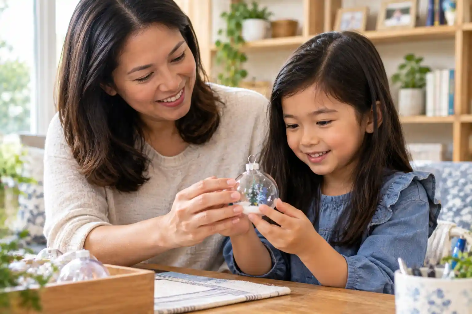 Child learning how to handle a fragile object