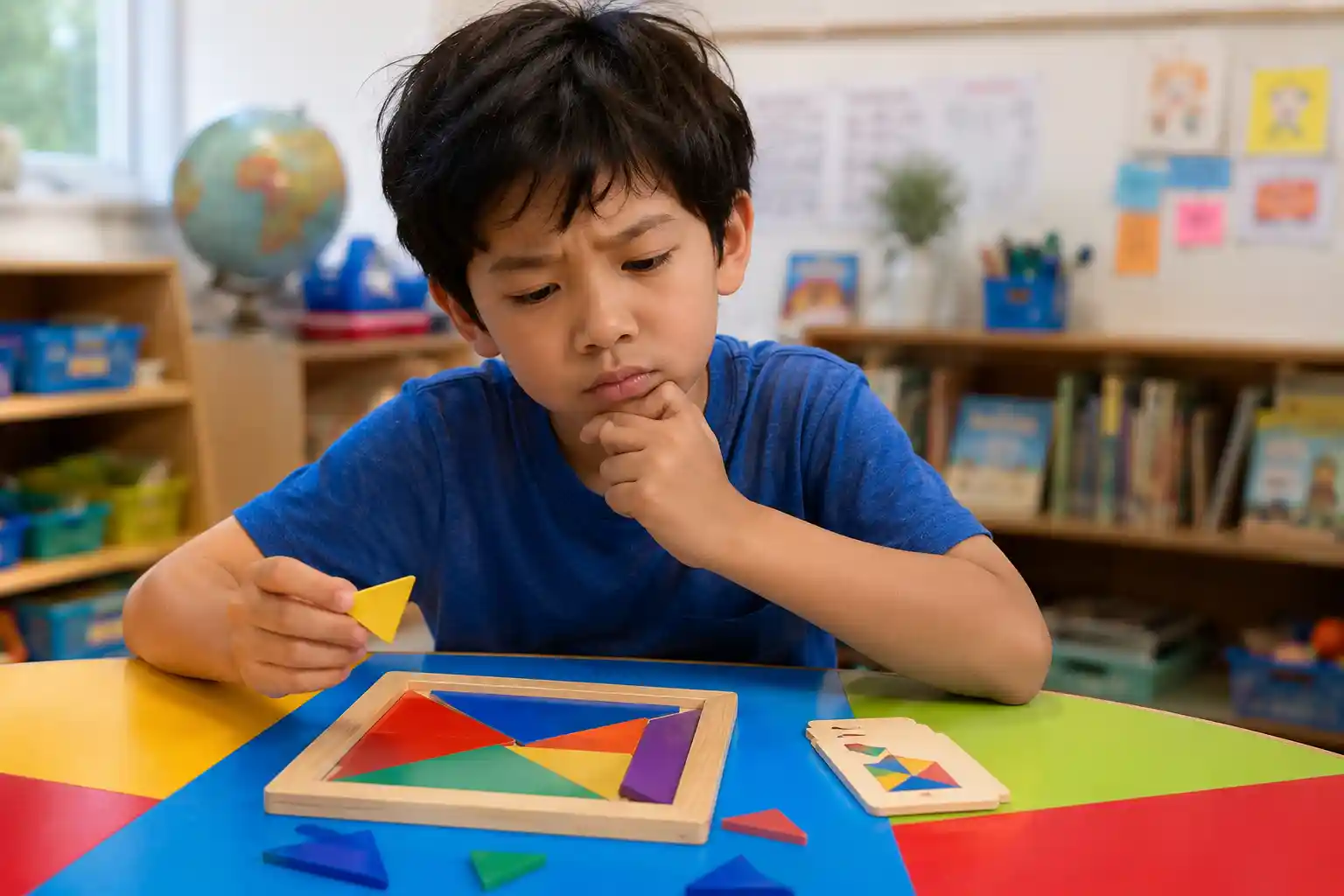 Child puzzled by a tricky riddle