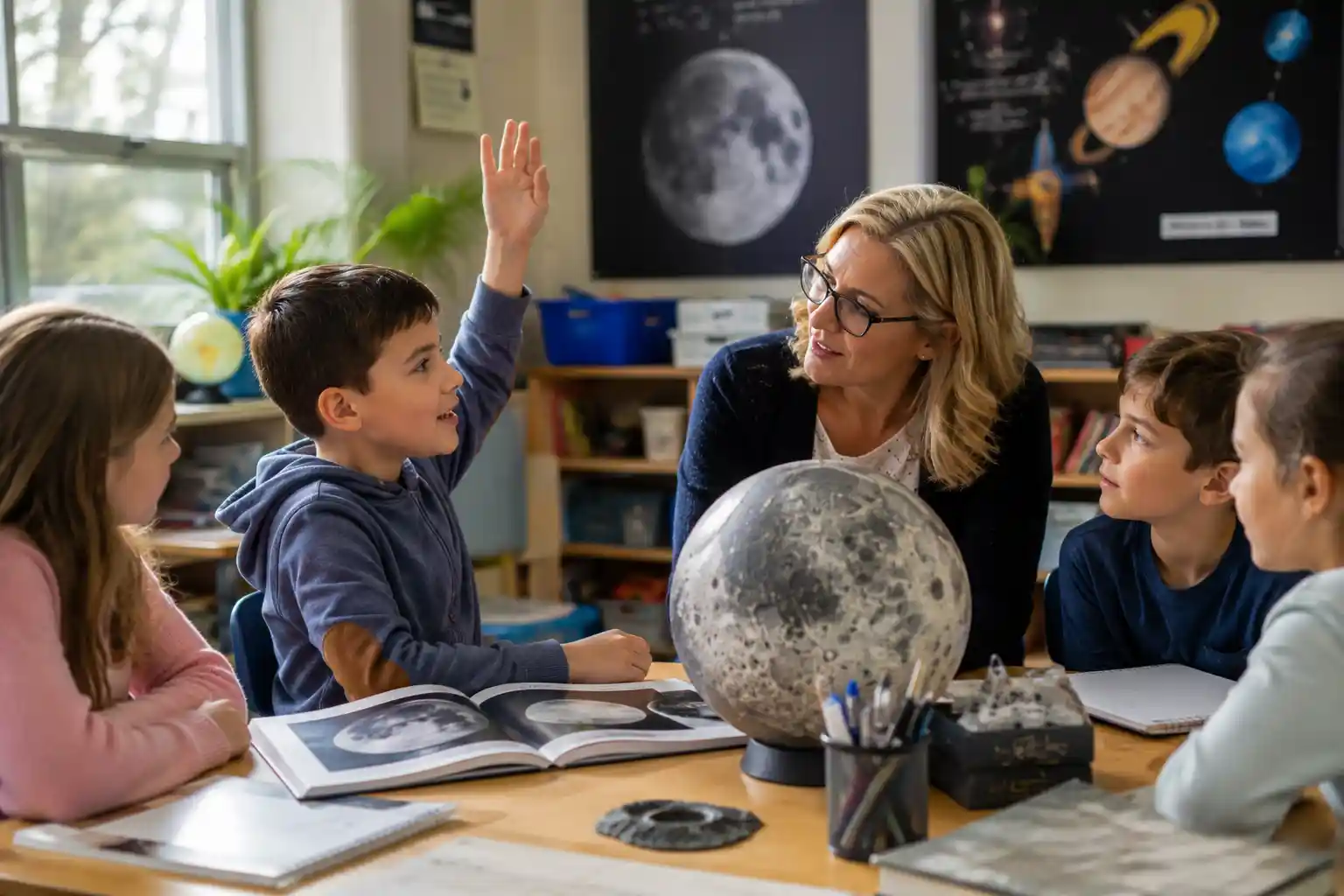 Inquisitive child asking about the Moon