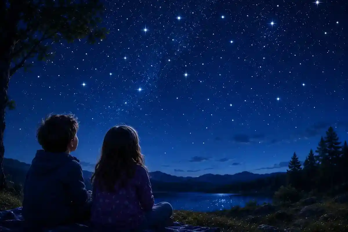 Stars sparkling at night sky